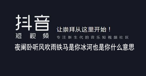 铁马是你冰河也是你意思介绍